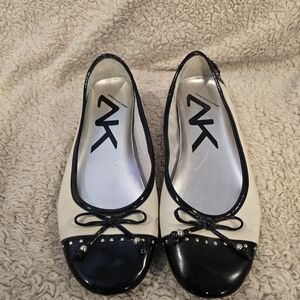 AK Buttons Black and Silver Flats Size 10 Never Worn W/O Box